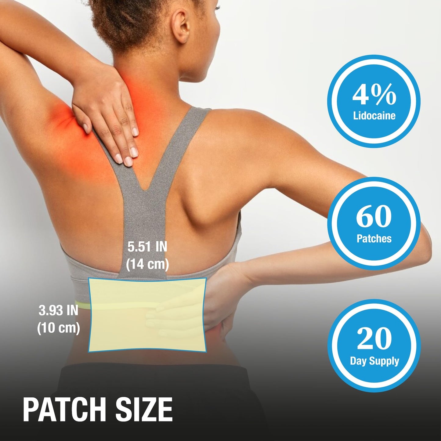 Puregen Labs Lidocaine 4% Numbing Patch - Total 60 Patches Maximum Strength | Fast Acting Temporary Relief of Aches | Back, Neck, Shoulders, Elbows and Knees - Maple Wellness Supplements