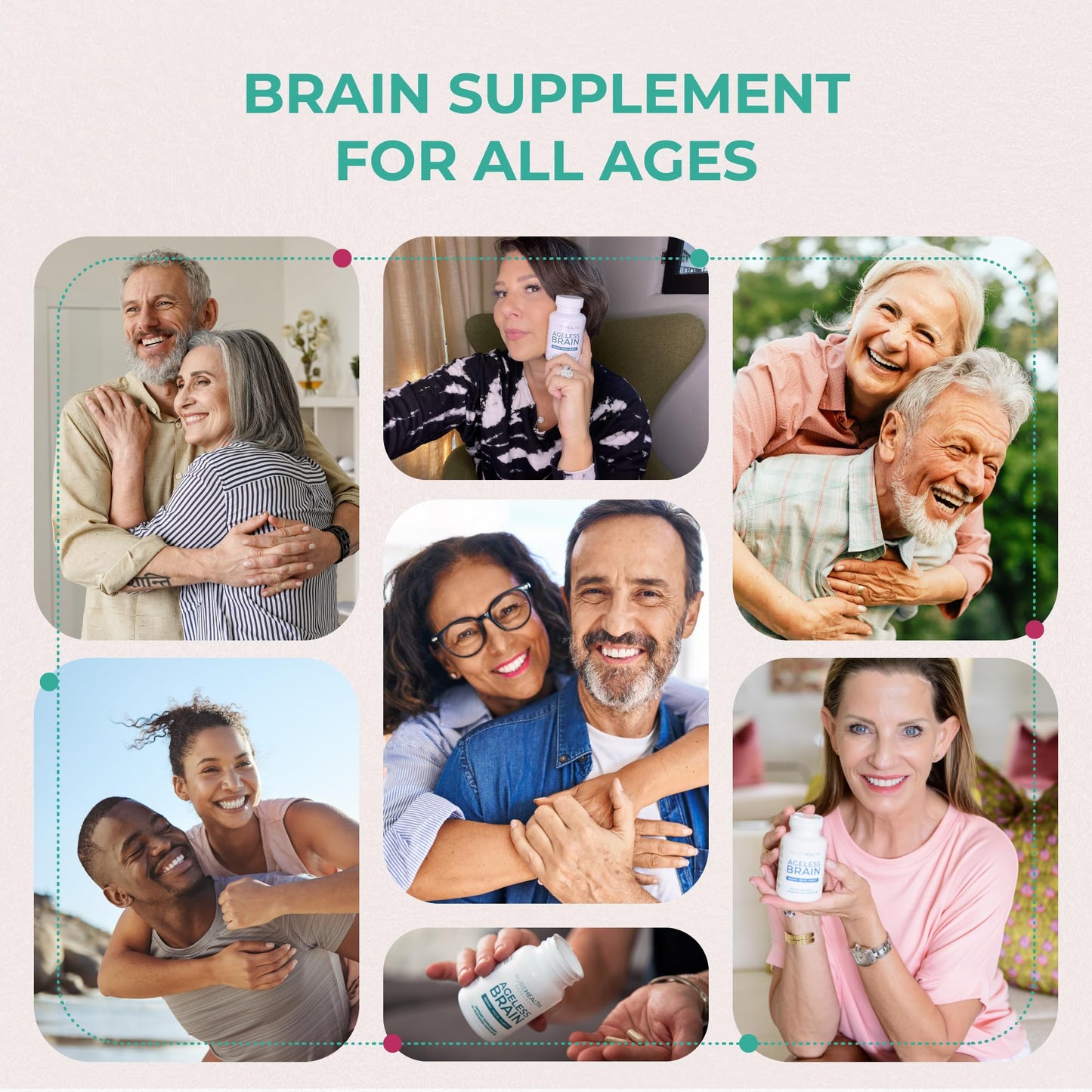 PUREHEALTH RESEARCH Ageless Brain Supplements for Memory and Focus - Nootropic Brain Health Supplement for Adults - with Bacopa Monieri, Alpha GPC, L-Tyrosine, Vitamin B6, Niacin & More, 60 Capsules - Maple Wellness Supplements