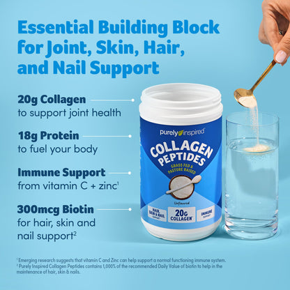 Purely Inspired Collagen Powder, Unflavored (20 Servings) - 20g Hydrolyzed Collagen Peptides Protein Powder for Women & Men - Grass-Fed & Pasture Raised Supports Hair - Maple Wellness Supplements