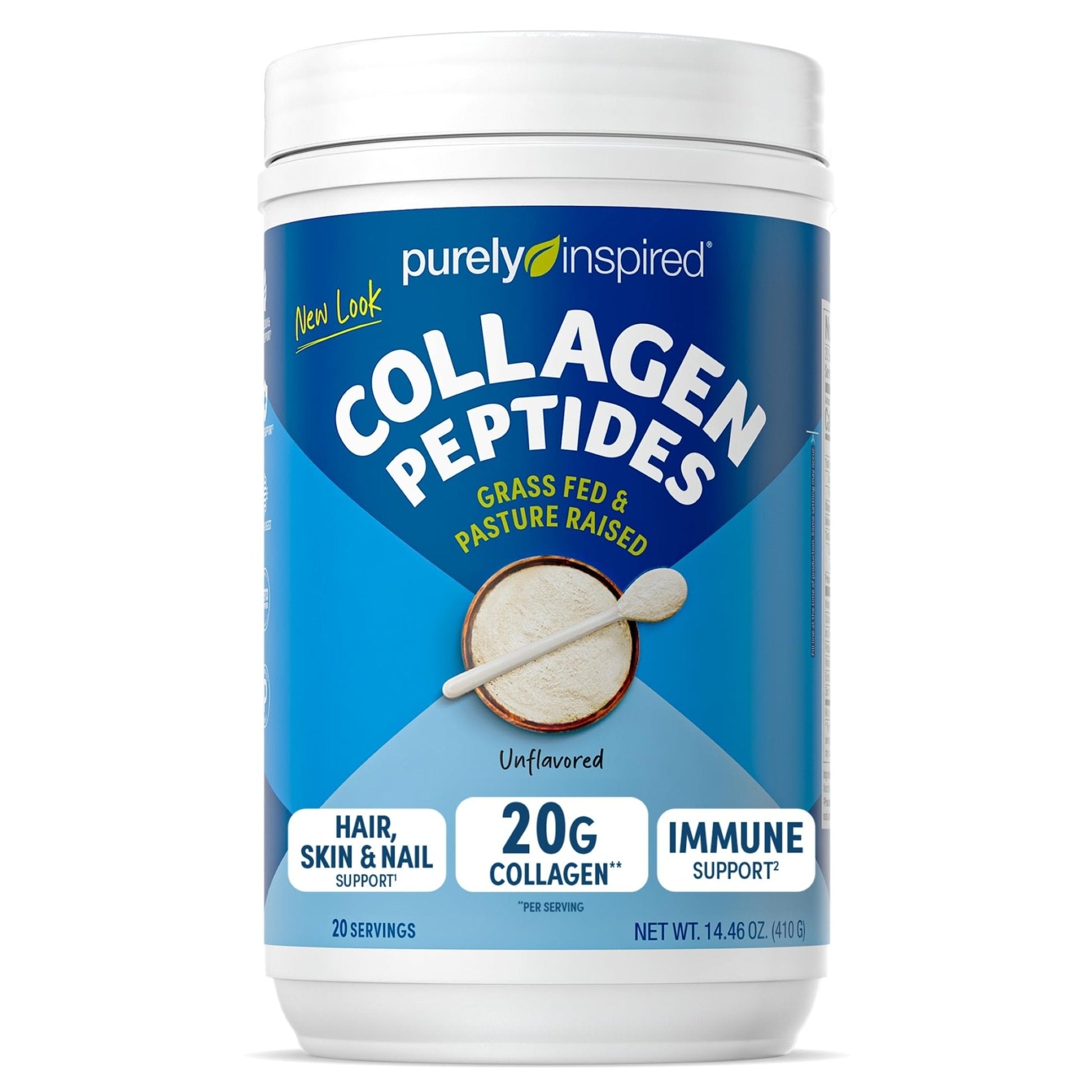 Purely Inspired Collagen Powder, Unflavored (20 Servings) - 20g Hydrolyzed Collagen Peptides Protein Powder for Women & Men - Grass-Fed & Pasture Raised Supports Hair - Maple Wellness Supplements