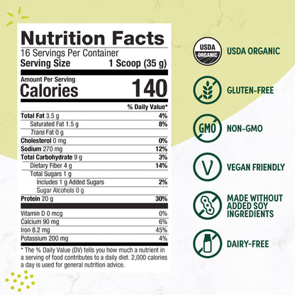 Purely Inspired Plant-Based Protein Powder for Men & Women, Rich Decadent Chocolate (16 Servings) - Vegan & Organic - 20g of Pea Protein Powder for Smoothies & Shakes - Maple Wellness Supplements