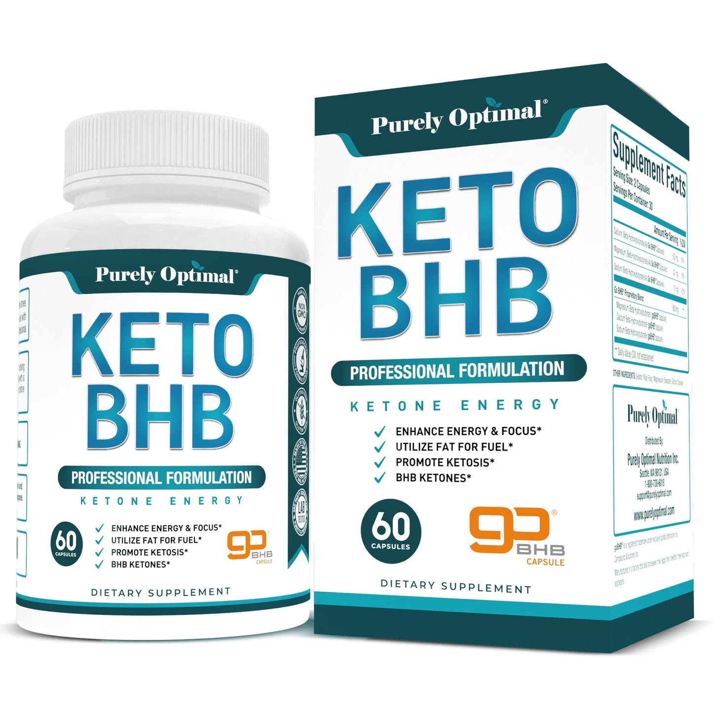 Purely Optimal Keto BHB Exogenous Ketones Supplement - Keto Diet Pills for Ketosis - Maple Wellness Supplements