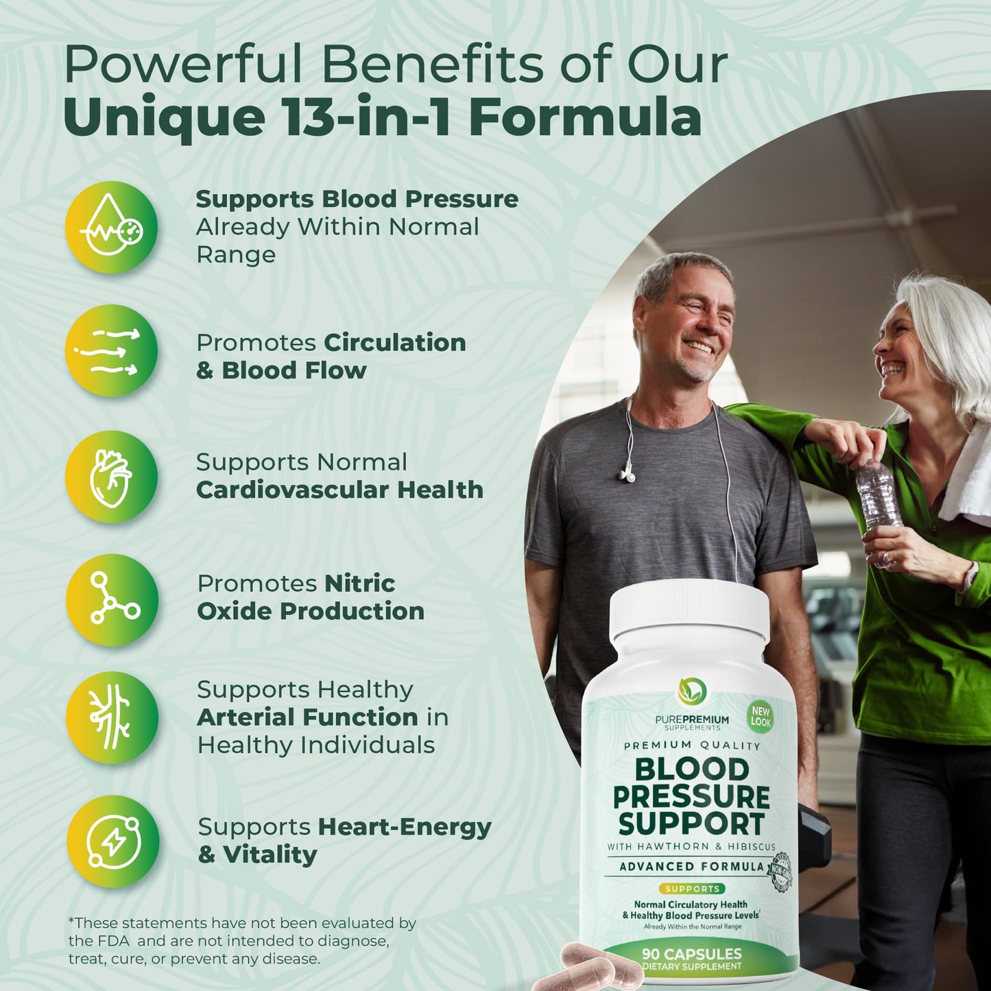 PurePremium Blood Pressure Supplements with Hawthorn Berry, Hibiscus, Garlic & Vitamin B12- Nitric Oxide Supplement for Normal Heart Health - Maple Wellness Supplements