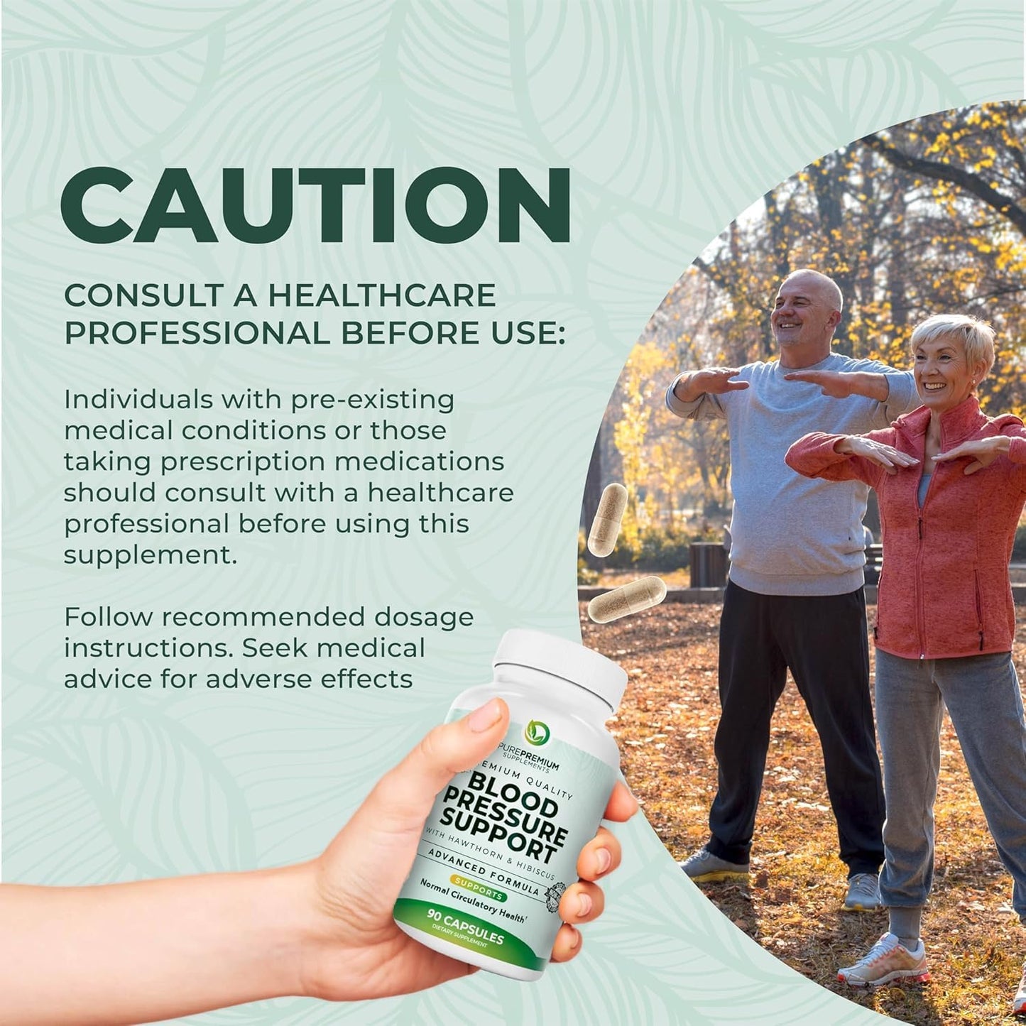 PurePremium Blood Pressure Supplements with Hawthorn Berry, Hibiscus, Garlic & Vitamin B12- Nitric Oxide Supplement for Normal Heart Health - Maple Wellness Supplements