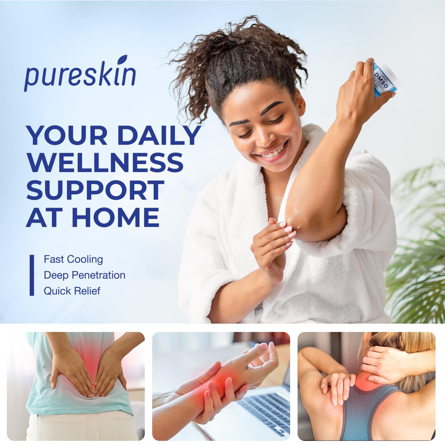 PURESKIN DMSO Relief Cream – Pharmaceutical Grade Fast-Absorbing Cooling Formula for Active Lifestyles – Lightweight Cream with Arnica, MSM, Magnesium, Menthol & Aloe, 4 oz - Maple Wellness Supplements