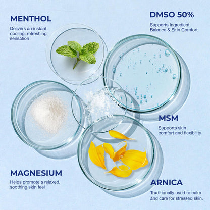 PURESKIN DMSO Relief Cream – Pharmaceutical Grade Fast-Absorbing Cooling Formula for Active Lifestyles – Lightweight Cream with Arnica, MSM, Magnesium, Menthol & Aloe, 4 oz - Maple Wellness Supplements
