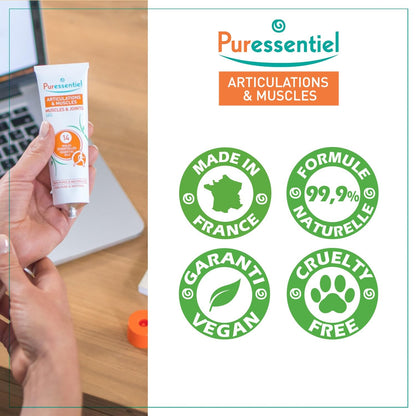 Puressentiel Muscles and Joints Gel - Soothing Gel for Muscle Relief and Knee Relief - Cooling Gel for Foot Relief - Back Gel - 2.02 oz - Maple Wellness Supplements