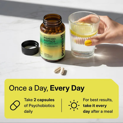 PUREWELL SCIENCES Psychobiotics – Advanced 3-in-1 Probiotic Prebiotic Postbiotic Supplement for Gut and Mood Support - 60 Vegan Probiotic Capsules – 50 Billion CFU – 1-Month Supply - Maple Wellness Supplements