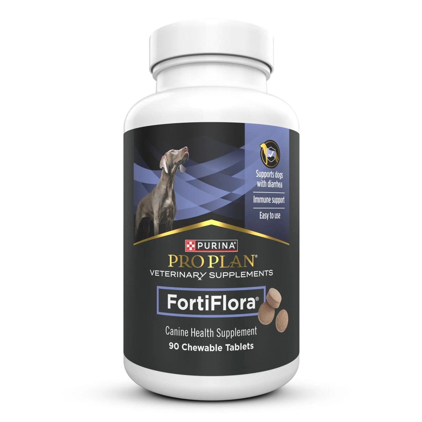 Purina Pro Plan Veterinary Supplements FortiFlora Daily Probiotics for Dogs Chewable Tablets for Digestive Gut Health and Diarrhea - 90 ct. Canister - Maple Wellness Supplements