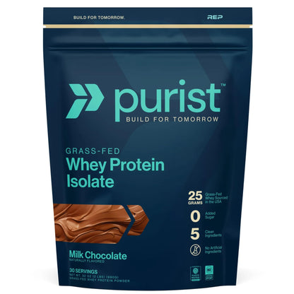 PURIST REP Whey Protein Powder, Premium Milk Chocolate Grassfed Isolate,Workout Recovery, Keto Friendly, Clean Nutrition Meal Replacement, Promotes Lean Muscle, Sugar and Gluten-Free Women Men, 2 Lb - Maple Wellness Supplements