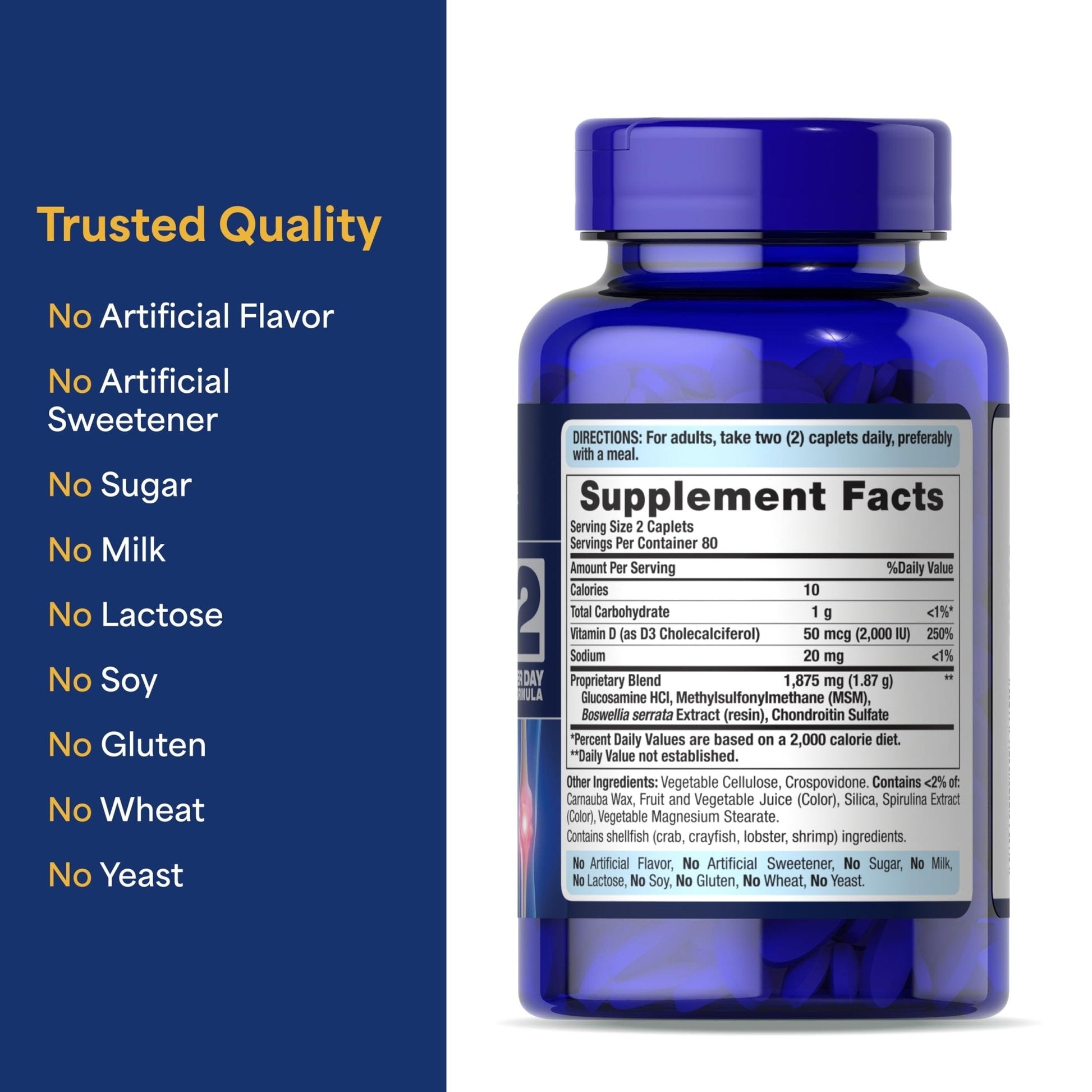 Puritan's Pride Advanced Glucosamine Chondroitin MSM with Vitamin D3 50mcg (2000 IU), Dietary Supplement for Joint Health - Maple Wellness Supplements