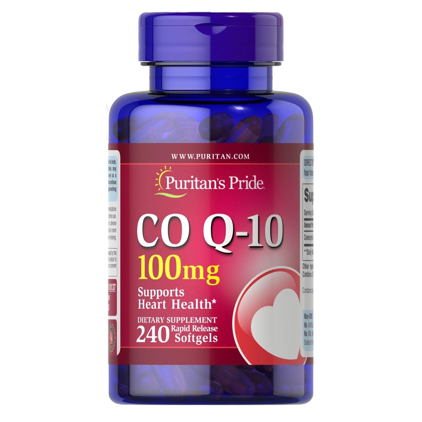 Puritan's Pride Coenzyme CoQ10 100mg, Dietary Supplement for Heart Health, Blood Pressure, Oral Gum Health, and Healthy Aging Support - Maple Wellness Supplements