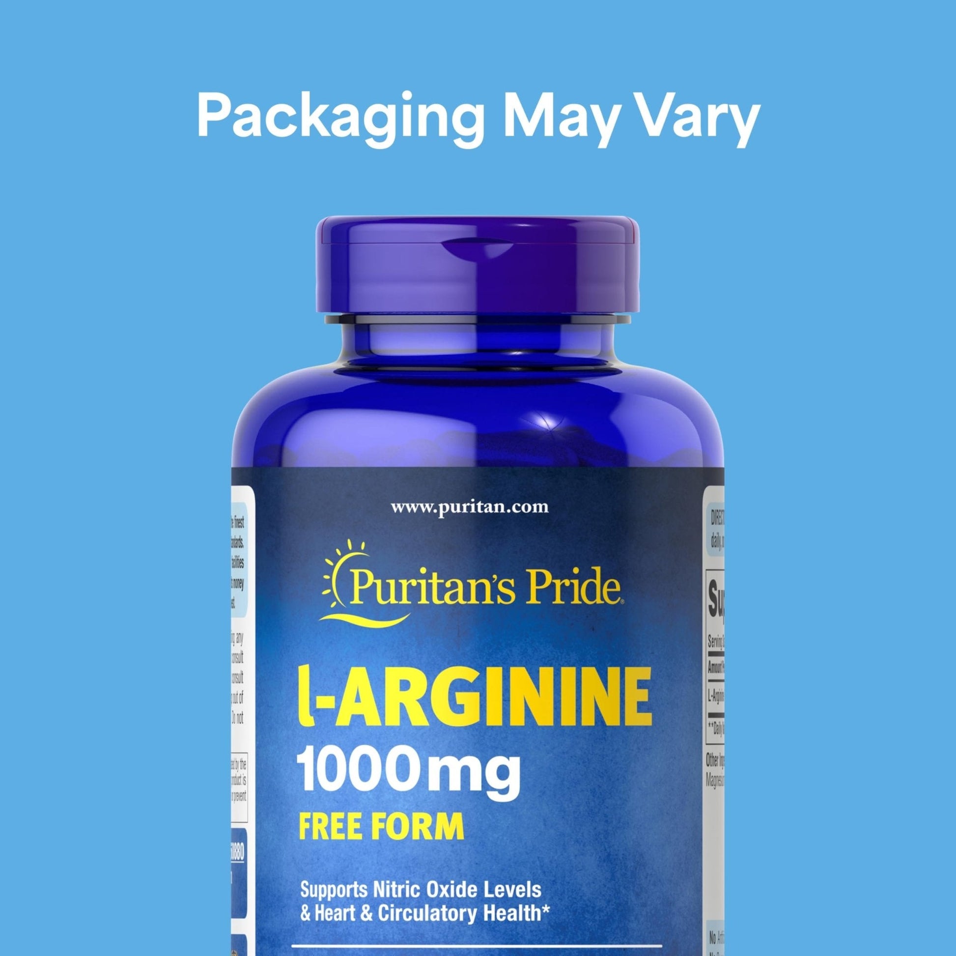 Puritan's Pride L-Arinine 1000mg, Dietary Supplement Supports Nitric Oxide Levels and Heart and Circulatory Heath, 100 Day Supply, 100 Tablets - Maple Wellness Supplements