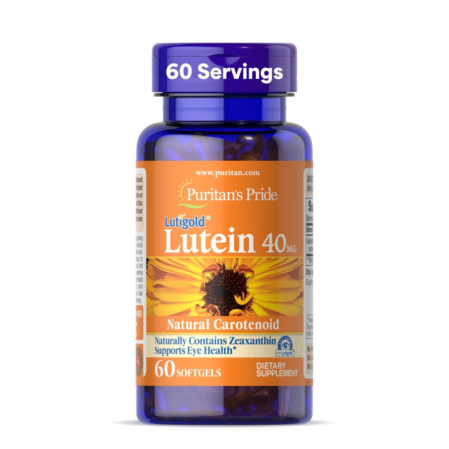 Puritan's Pride Premium Lutigold™ Lutein Carotenoid 40 mg with Zeaxanthin for Men and Women, Dietary Supplement for Eye Health Support, 2 Month Supply, 60 Easy-to-Swallow Softgels - Maple Wellness Supplements