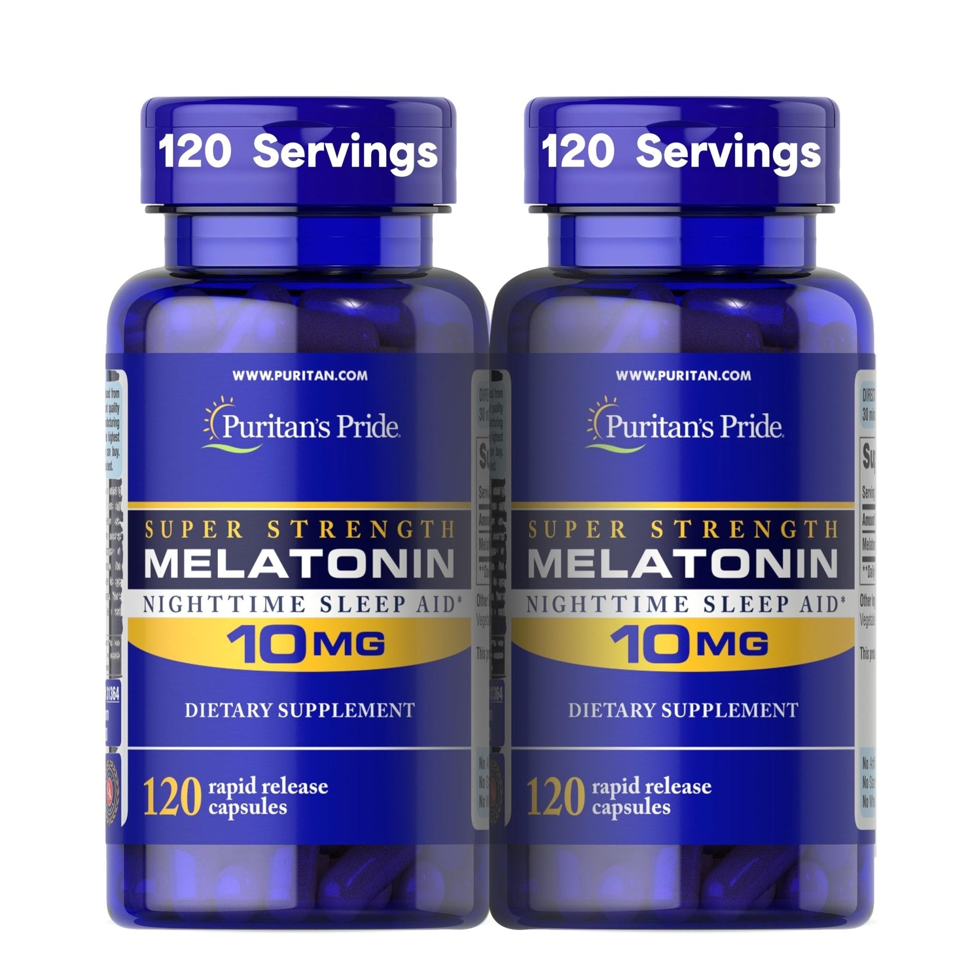 Puritan's Pride Premium Super Strength Melatonin 10mg Sleep Aid, Dietary Supplement for Sound, Restful, & Longer Sleep Support, 4 Month Supply, - Maple Wellness Supplements