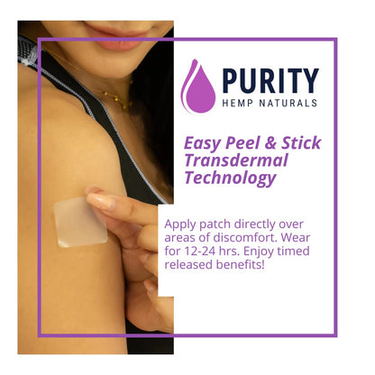 Purity Hemp Naturals Body Discomfort Patch 240 mg - 30 ct (8 mg ea.) Lasts 24 Hours. Sweat & Water Resistant. Convenient & Discreet. For Use On Any Part Of The Body. Plant-Based Extended-Release Patch - Maple Wellness Supplements