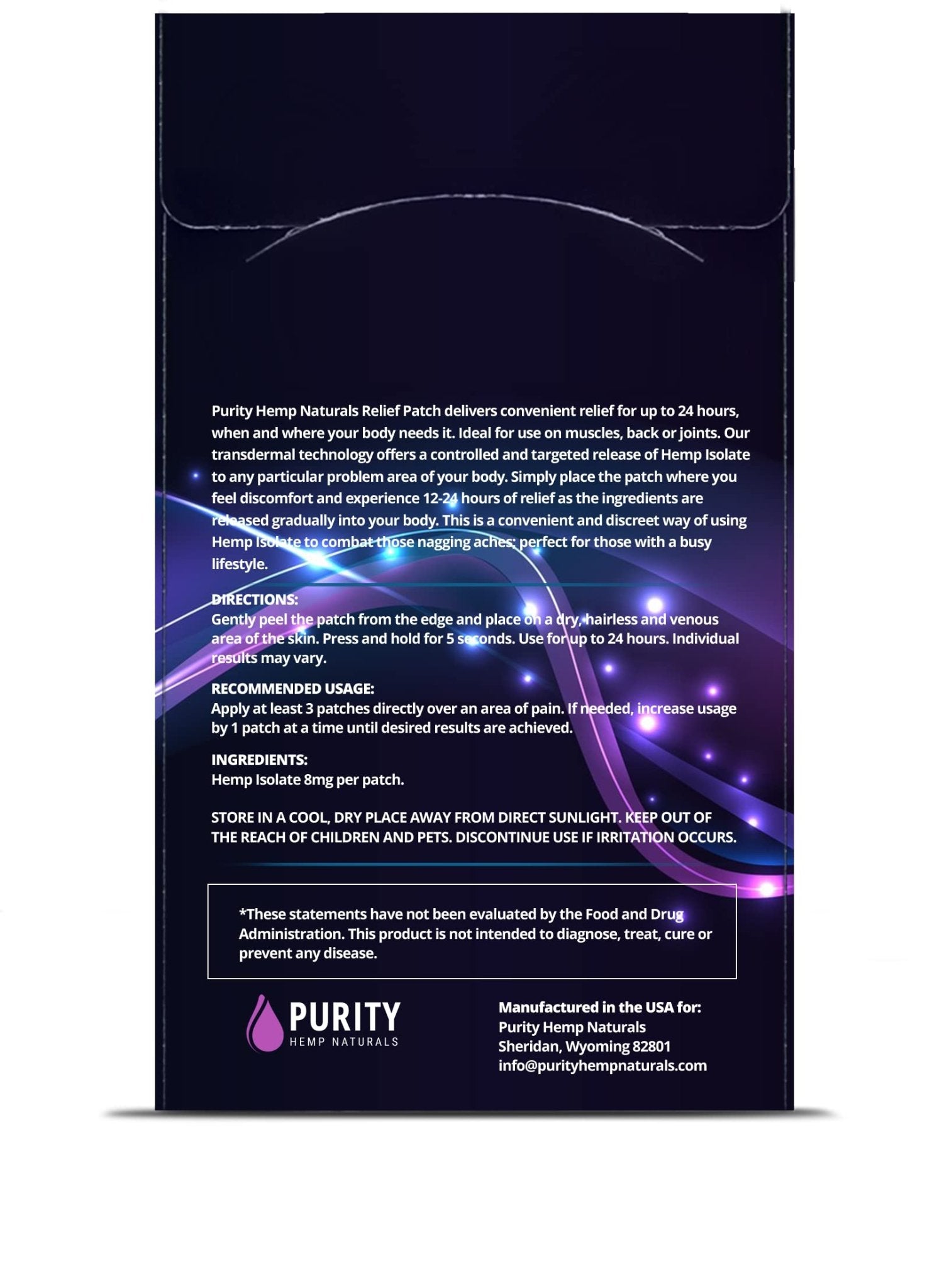 Purity Hemp Naturals Body Discomfort Patch 240 mg - 30 ct (8 mg ea.) Lasts 24 Hours. Sweat & Water Resistant. Convenient & Discreet. For Use On Any Part Of The Body. Plant-Based Extended-Release Patch - Maple Wellness Supplements