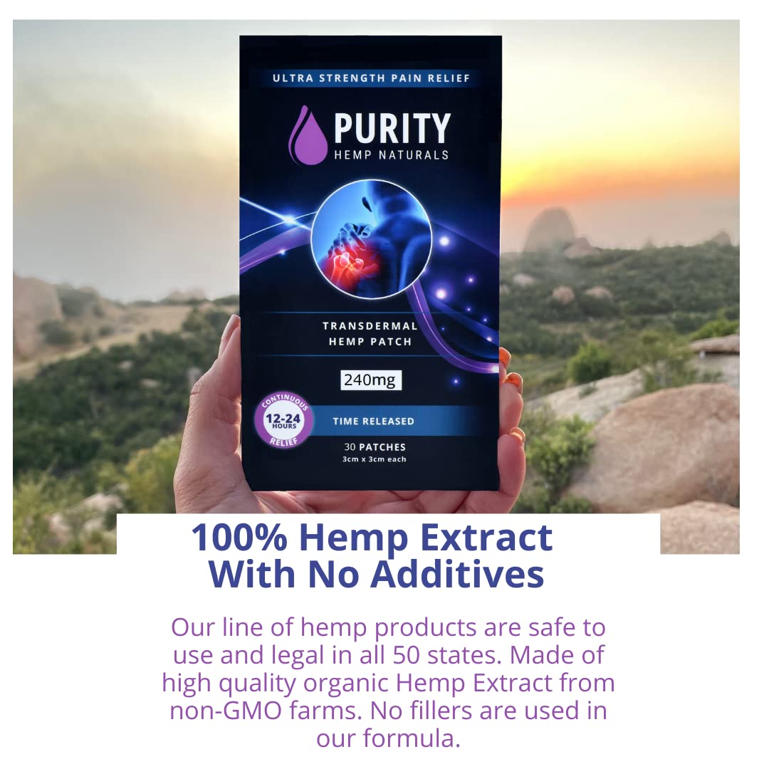 Purity Hemp Naturals Body Discomfort Patch 240 mg - 30 ct (8 mg ea.) Lasts 24 Hours. Sweat & Water Resistant. Convenient & Discreet. For Use On Any Part Of The Body. Plant-Based Extended-Release Patch - Maple Wellness Supplements
