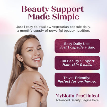 Purity Products MyBiotin ProClinical – Thicker Hair Starting in 3 Weeks & Fights Wrinkles - MB40X Patented Biotin Vitamin B7 Matrix w/Astaxanthin - Maple Wellness Supplements
