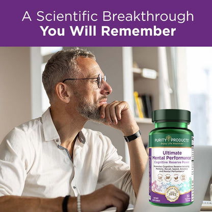 Purity Products Ultimate Mental Performance Supports Memory Recall, Mental Focus + More - Nootropic Powerhouse ft. Patented Botanical Plant-Based Ingredients - Vegan & Non-GMO - 30 Veggie Caps - Maple Wellness Supplements