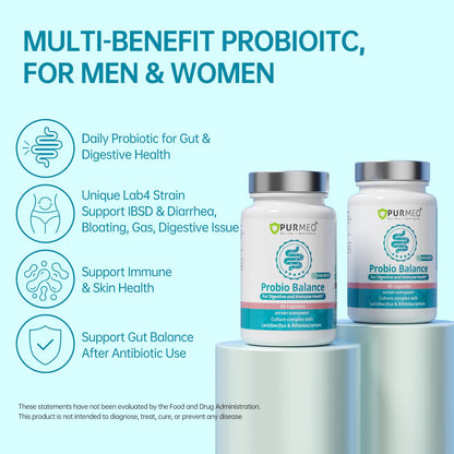 purmeo Probiotics for IBS Anti Diarrhea, Gas, Bloating - Support Immune, Digestive & Gut Health - Clinical Proven Lab4 Strains IBS-D Supplement 20 Billion CFU, - Maple Wellness Supplements