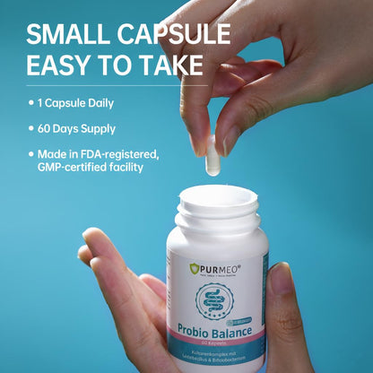 purmeo Probiotics for IBS Anti Diarrhea, Gas, Bloating - Support Immune, Digestive & Gut Health - Clinical Proven Lab4 Strains IBS-D Supplement 20 Billion CFU, - Maple Wellness Supplements