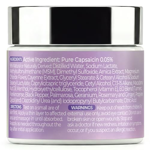 PURPLE CANYON All in One Magnesium Pain Cream – Natural Pain Relief Cream with Arnica, MSM & Capsaicin for Muscle & Joint Support – Fast-Absorbing, Non-Greasy Formula with Aloe Vera & Turmeric - Maple Wellness Supplements