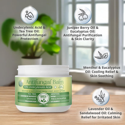 PURPLE CANYON Anti Fungal Balm with 15% Undecylenic Acid – Antifungal for Athletes Foot, Jock Itch & Ringworm – Tea Tree, Menthol & Essential Oils - Maple Wellness Supplements