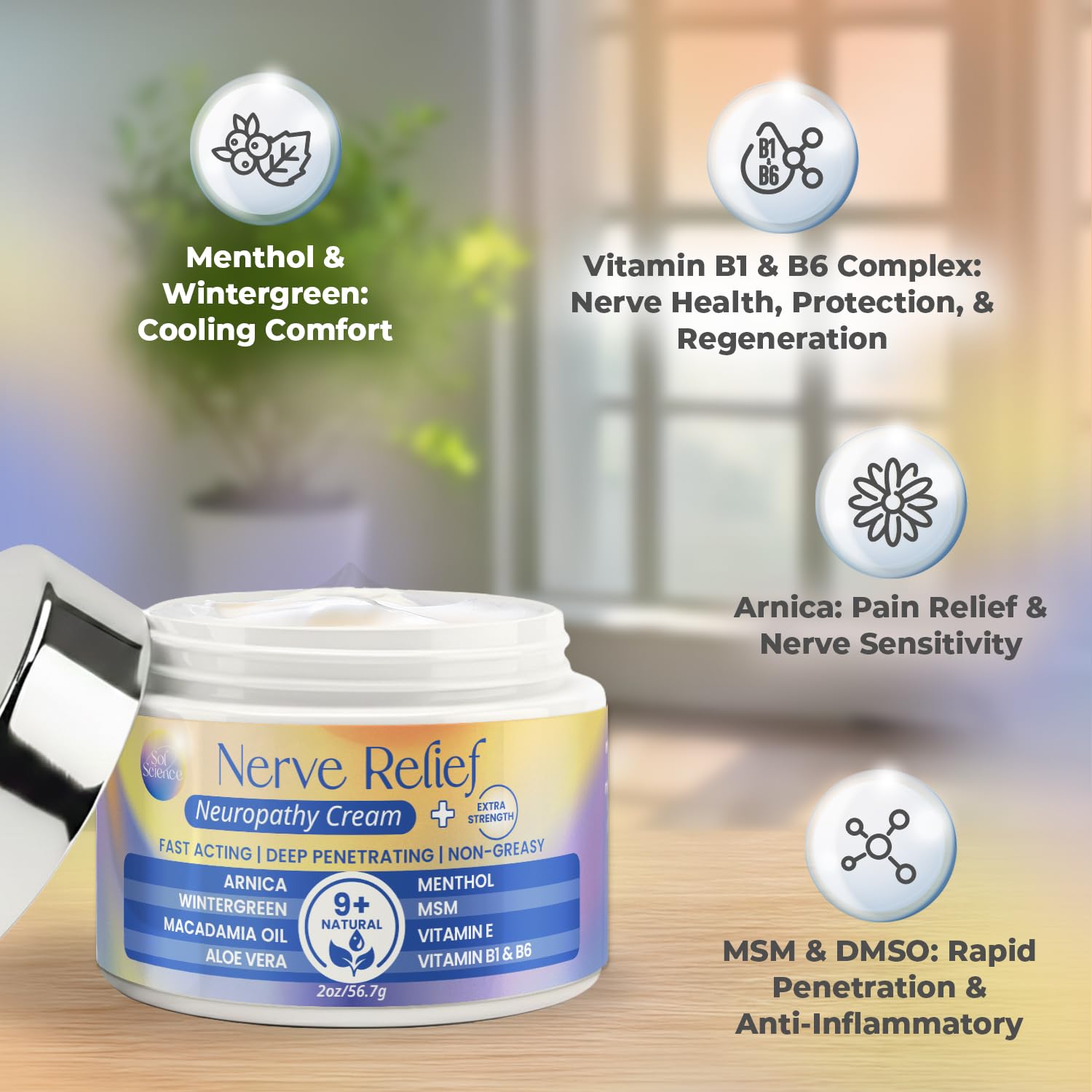 PURPLE CANYON Nerve Pain Relief Cream for Neuropathy – for Feet & Legs | MSM, Arnica, Alpha Lipoic Acid | Fast-Absorbing, Non-Greasy Formula | 2 oz - Maple Wellness Supplements