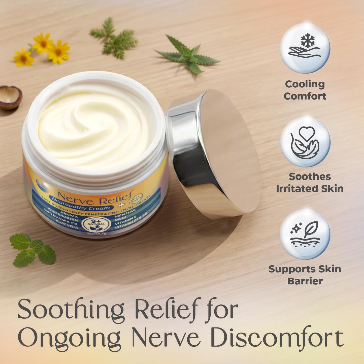 PURPLE CANYON Nerve Pain Relief Cream for Neuropathy – for Feet & Legs | MSM, Arnica, Alpha Lipoic Acid | Fast-Absorbing, Non-Greasy Formula | 2 oz - Maple Wellness Supplements