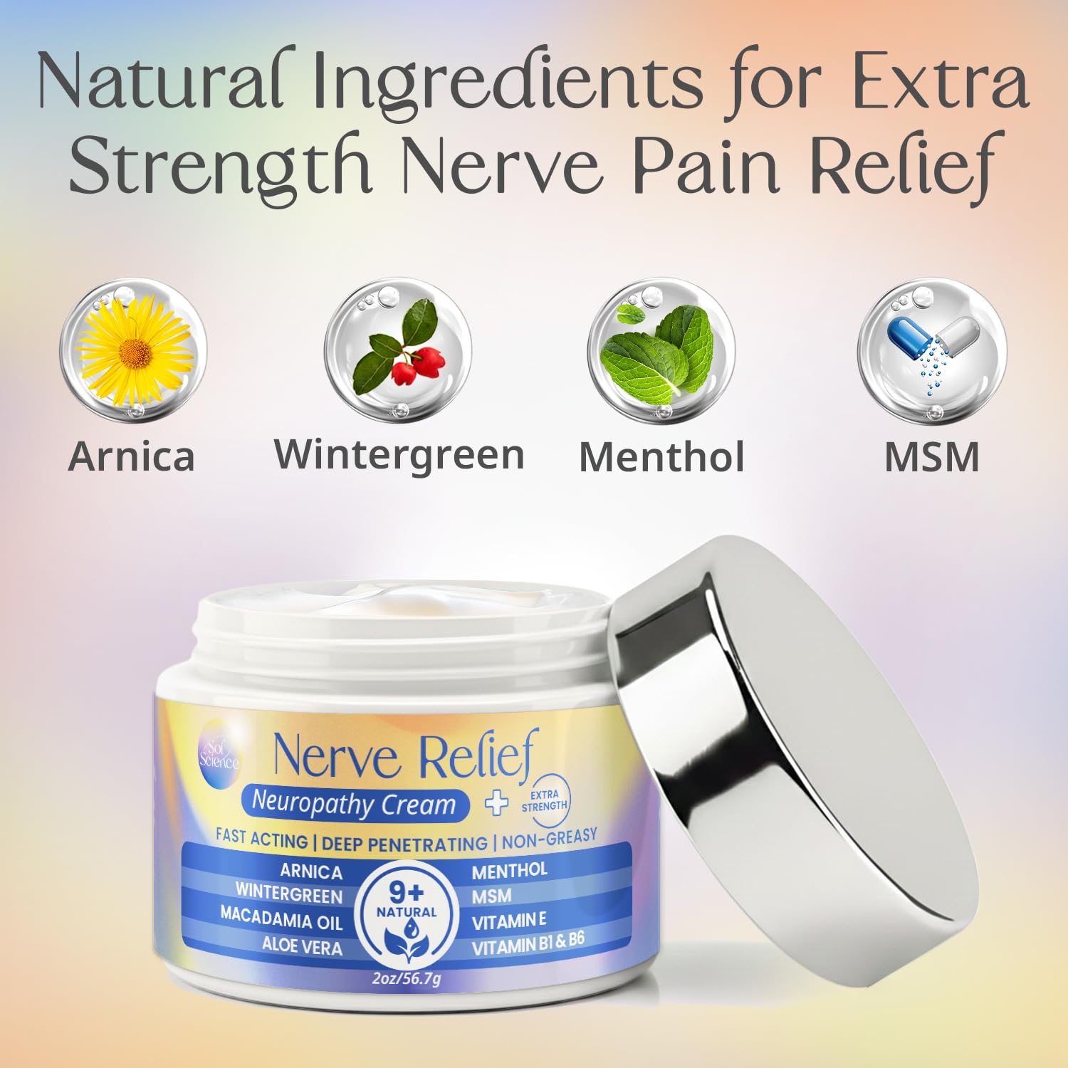 PURPLE CANYON Nerve Pain Relief Cream for Neuropathy – for Feet & Legs | MSM, Arnica, Alpha Lipoic Acid | Fast-Absorbing, Non-Greasy Formula | 2 oz - Maple Wellness Supplements