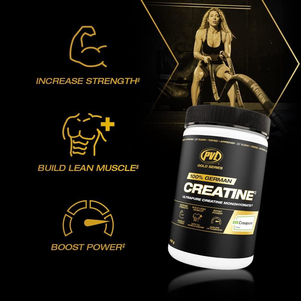 PVL Creapure Creatine – 100% Pure German Creatine Monohydrate Powder-Pharmaceutical Grade Muscle Building Supplement for Strength Training, Pre Workout & Post Workout Protein Support–410g 82 Servings - Maple Wellness Supplements