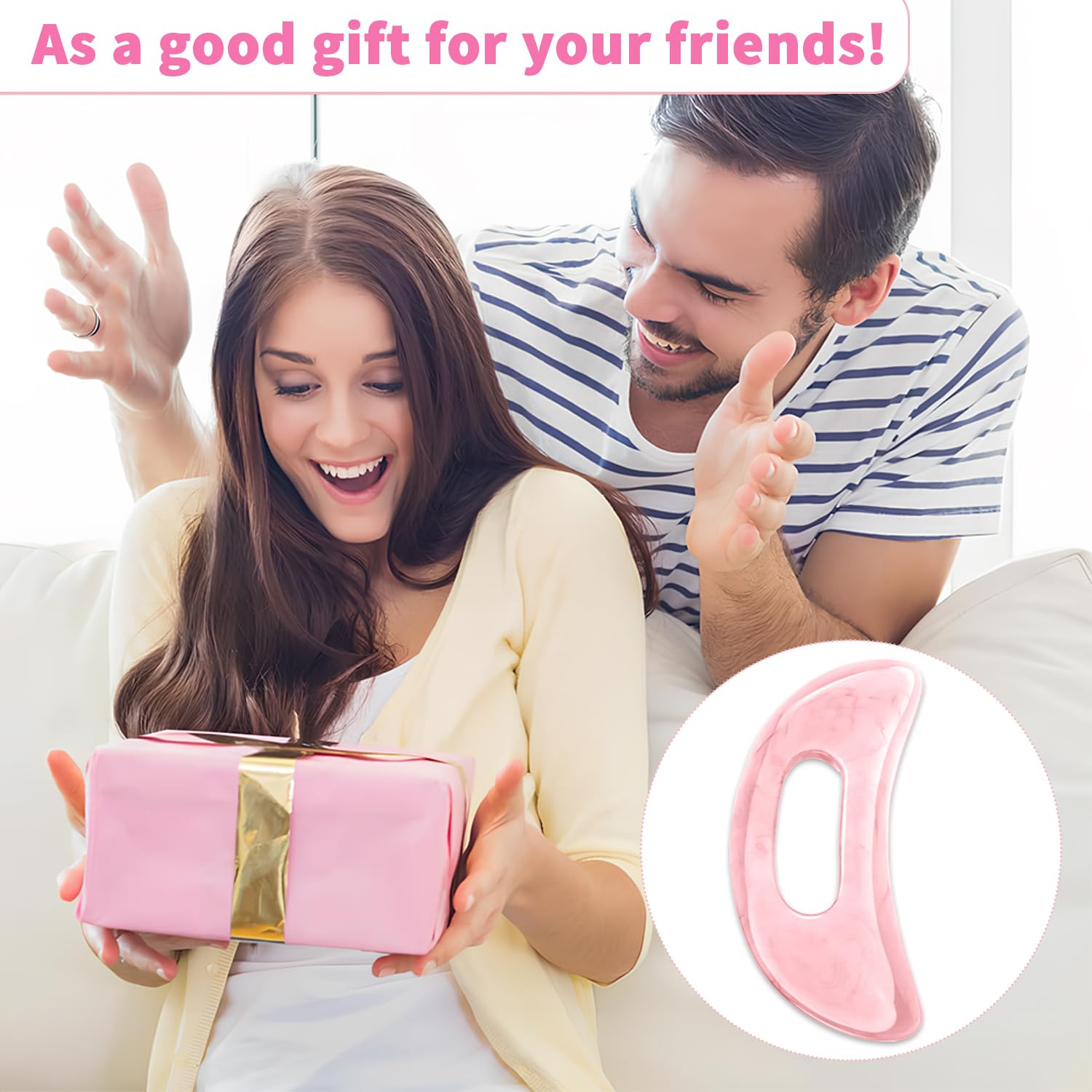 Qiifaiikooii Large Gua Sha Massage Tool for Body Back,Lymphatic Drainage Anti Cellulite,Resin(Pink/7.1In) - Maple Wellness Supplements