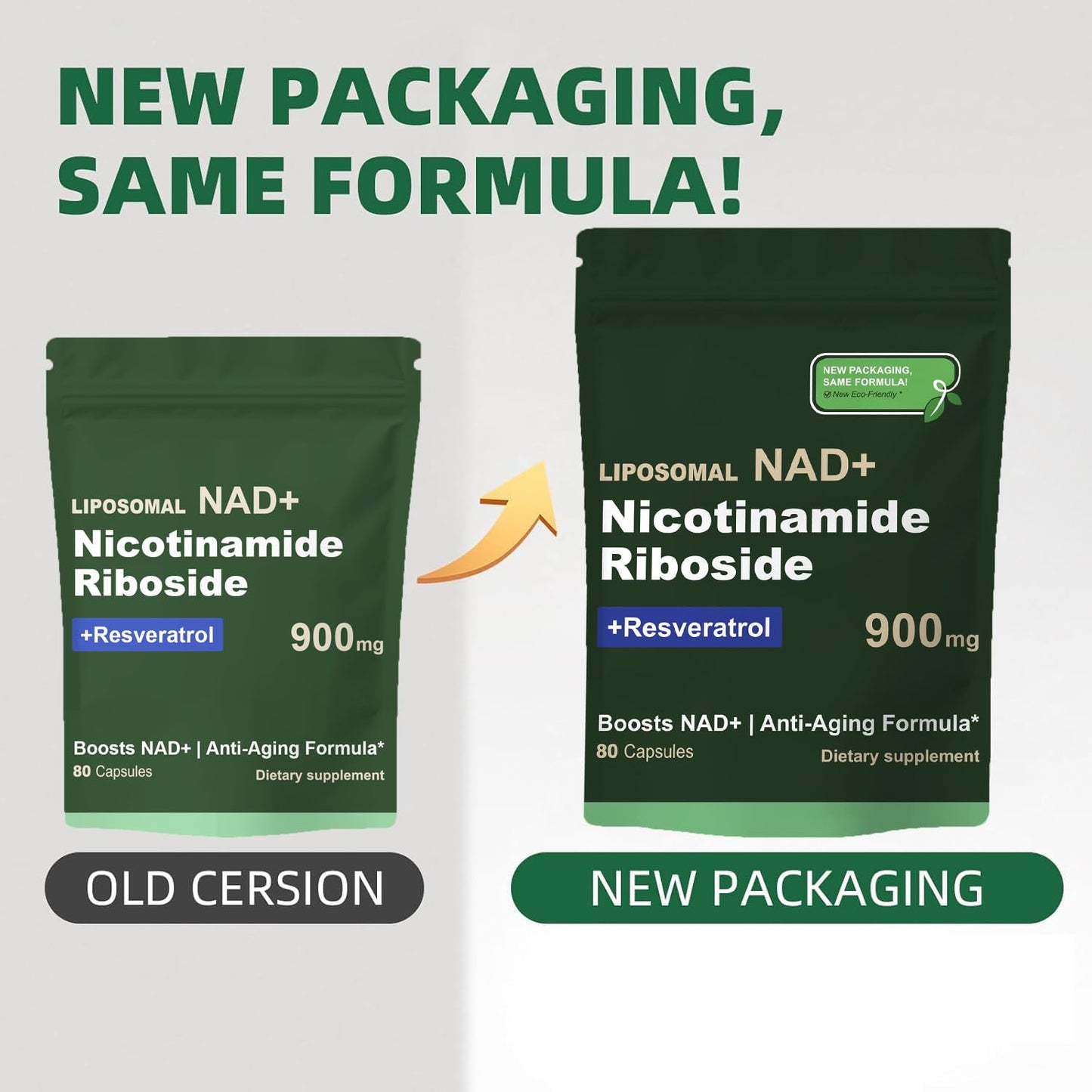 Quackiki NAD Resveratrol Supplement with NAD Nicotinamide Riboside Resveratrol 900 MG, Boost NAD+ for Cellular Health, Anti-Aging, Energy, Focus - 80 Capsules(2Pcs) - Maple Wellness Supplements