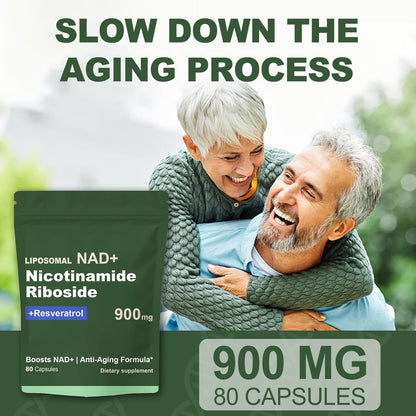 Quackiki NAD Resveratrol Supplement with NAD Nicotinamide Riboside Resveratrol 900 MG, Boost NAD+ for Cellular Health, Anti-Aging, Energy, Focus - 80 Capsules(2Pcs) - Maple Wellness Supplements