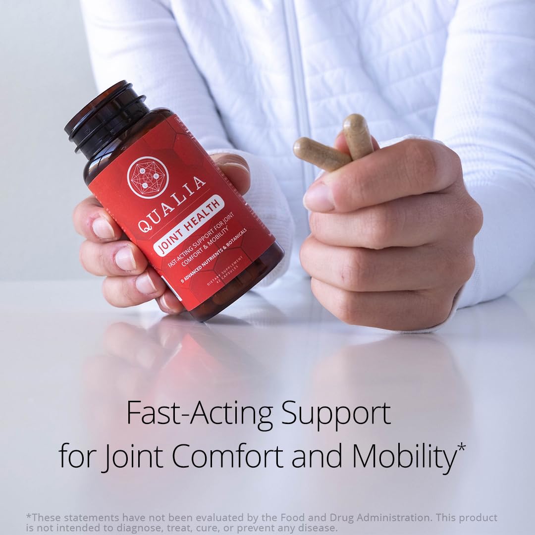 Qualia Joint Health 9 Advanced Joint Health nutrients: denatured Collagen, boswellia, tumeric, Boron, Ginger, L-carnitine. Cartilage Health, Tendon Strength, Healthy Joint Aging (1 Month Supply) - Maple Wellness Supplements