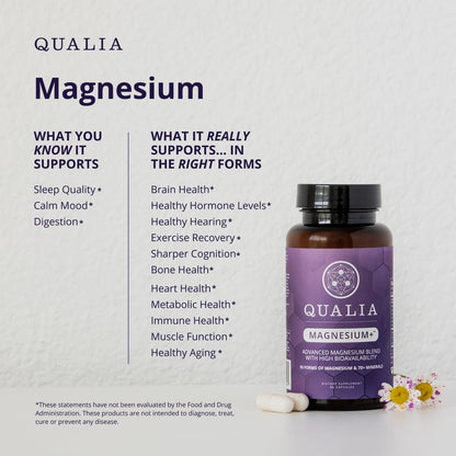 Qualia Magnesium+ | Doctor-Formulated. Premium Formula | High Bioavailability | 10 Forms of Magnesium & 70+ Minerals | Relaxed Mood, restful Sleep - Maple Wellness Supplements