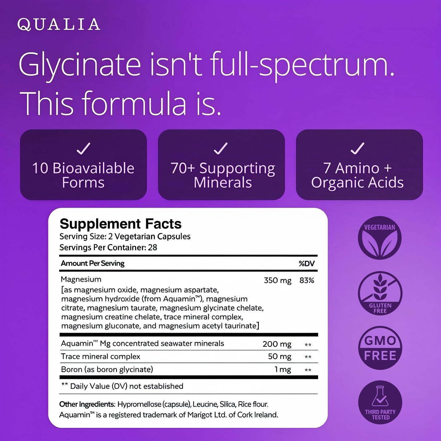 Qualia Magnesium+ | Doctor-Formulated. Premium Formula | High Bioavailability | 10 Forms of Magnesium & 70+ Minerals | Relaxed Mood, restful Sleep - Maple Wellness Supplements