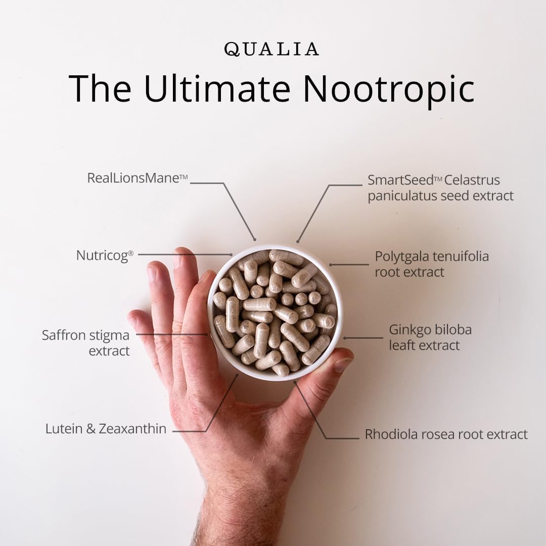Qualia Mind — Beat Brain Fog | Doctor-Formulated Premium Brain Nourishment | Fuel Focus, Drive & Energy | 32 Ingredients Including Lion’s Mane, Cognizin™️, Ginkgo & More| 2 Week Supply* - Maple Wellness Supplements