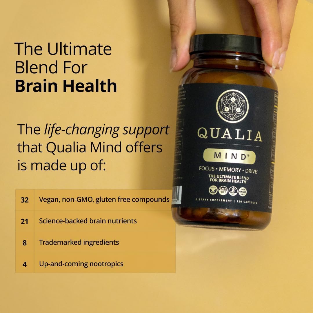 Qualia Mind — Beat Brain Fog | Doctor-Formulated Premium Brain Nourishment | Fuel Focus, Drive & Energy | 32 Ingredients Including Lion’s Mane, Cognizin™️, Ginkgo & More| 2 Week Supply* - Maple Wellness Supplements
