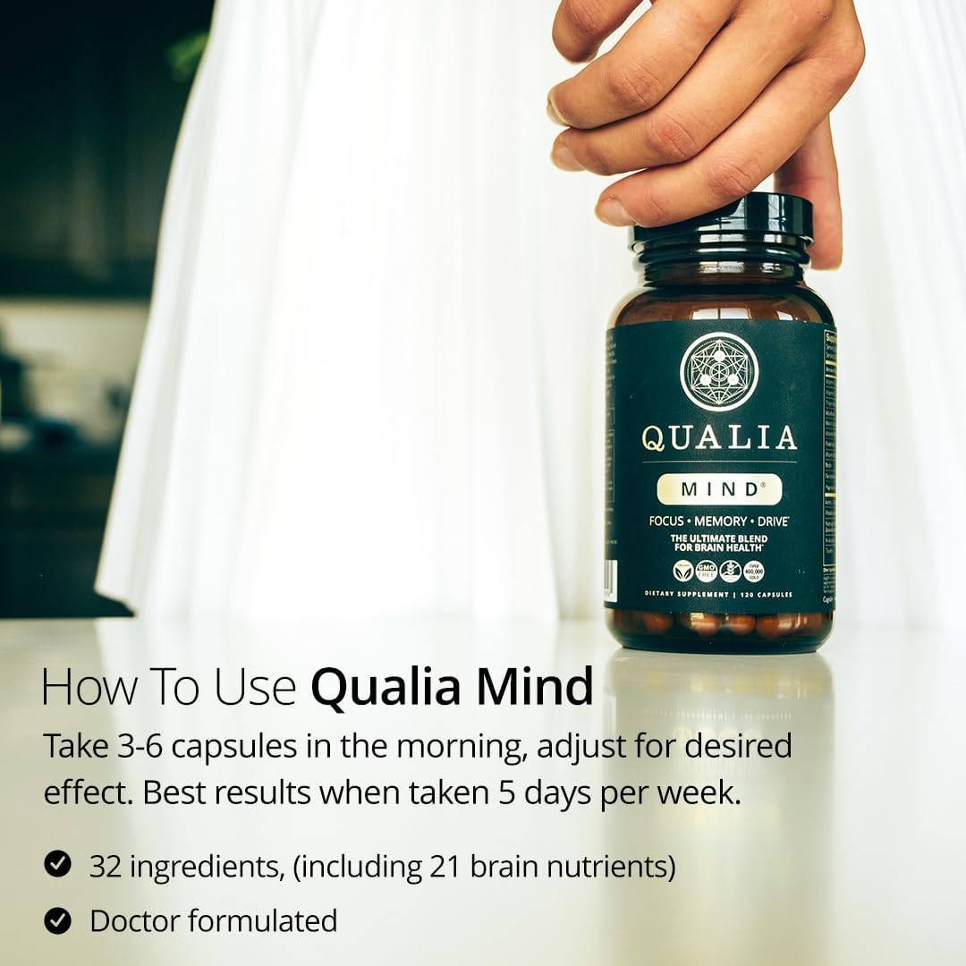 Qualia Mind — Beat Brain Fog | Doctor-Formulated Premium Brain Nourishment | Fuel Focus, Drive & Energy | 32 Ingredients Including Lion’s Mane, Cognizin™️, Ginkgo & More| 2 Week Supply* - Maple Wellness Supplements