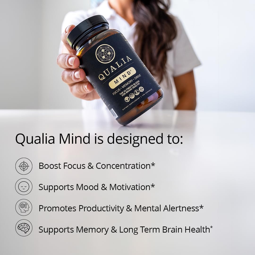 Qualia Mind — Beat Brain Fog | Doctor-Formulated Premium Brain Nourishment | Fuel Focus, Drive & Energy | 32 Ingredients Including Lion’s Mane, Cognizin™️, Ginkgo & More| 2 Week Supply* - Maple Wellness Supplements