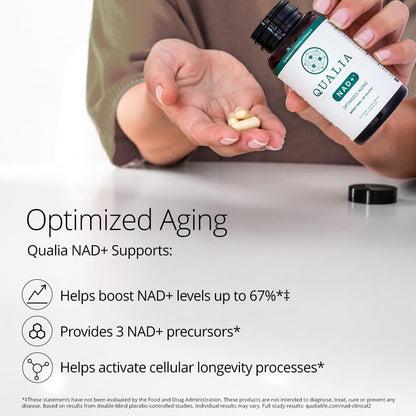 Qualia NAD Supplement — Clinically Proven to Boost NAD+ up to 67%. Optimized Aging, Energy, Focus. Elite NAD+ Booster Ingredients Nicotinamide Riboside (NIAGEN), Niacin, Niacinamide (1 Month Supply) - Maple Wellness Supplements
