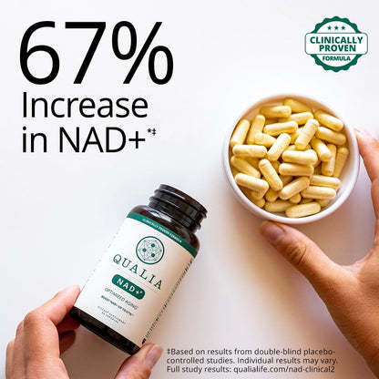 Qualia NAD Supplement — Clinically Proven to Boost NAD+ up to 67%. Optimized Aging, Energy, Focus. Elite NAD+ Booster Ingredients Nicotinamide Riboside (NIAGEN), Niacin, Niacinamide (1 Month Supply) - Maple Wellness Supplements