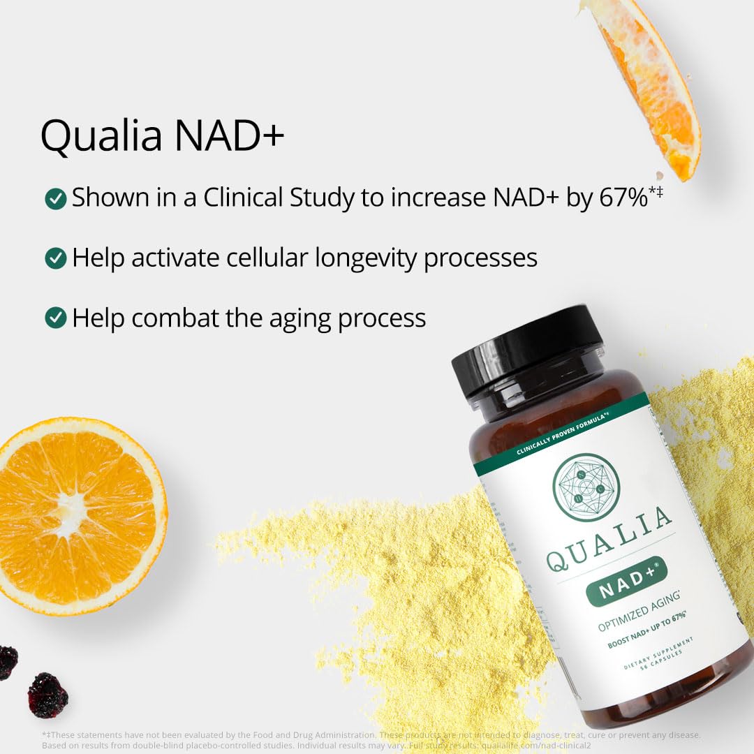 Qualia NAD Supplement — Clinically Proven to Boost NAD+ up to 67%. Optimized Aging, Energy, Focus. Elite NAD+ Booster Ingredients Nicotinamide Riboside (NIAGEN), Niacin, Niacinamide (1 Month Supply) - Maple Wellness Supplements