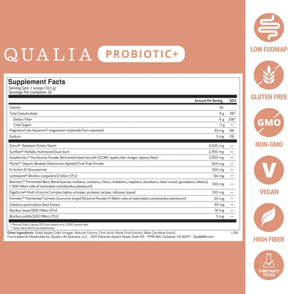 Qualia Probiotic - 28 Science-Backed Spore Probiotics, Prebiotics, and Postbiotics. Total Gut Support. Soothes Digestive discomfort. Ethically sourced. Promotes Akkermansia Growth. 1 Month Supply - Maple Wellness Supplements