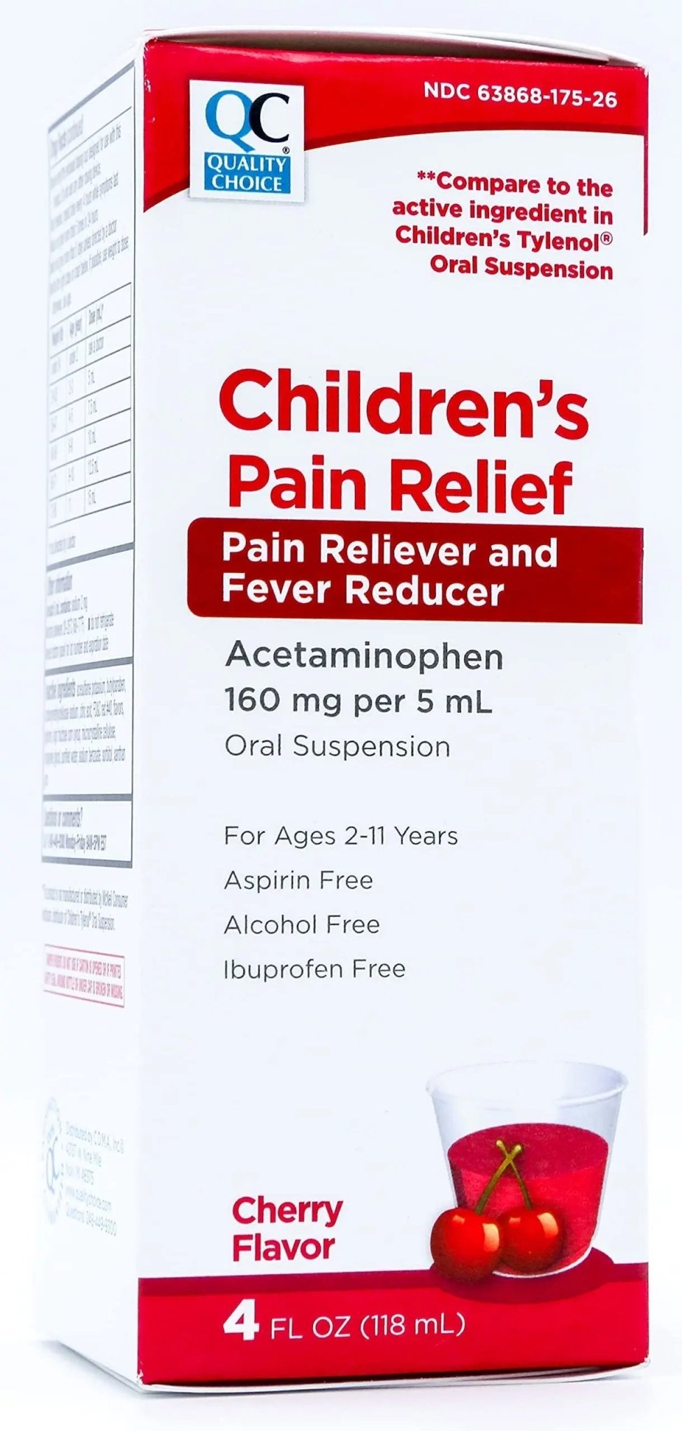 Quality Choice Children's Pain Relief & Fever Reducer for Kids, 4fl oz Acetaminophen 160mg per 5ml, Ibuprofen & Aspirin Free, Liquid Cold and Flu Medicine for Kids, Regular Strength OTC Medication - Maple Wellness Supplements
