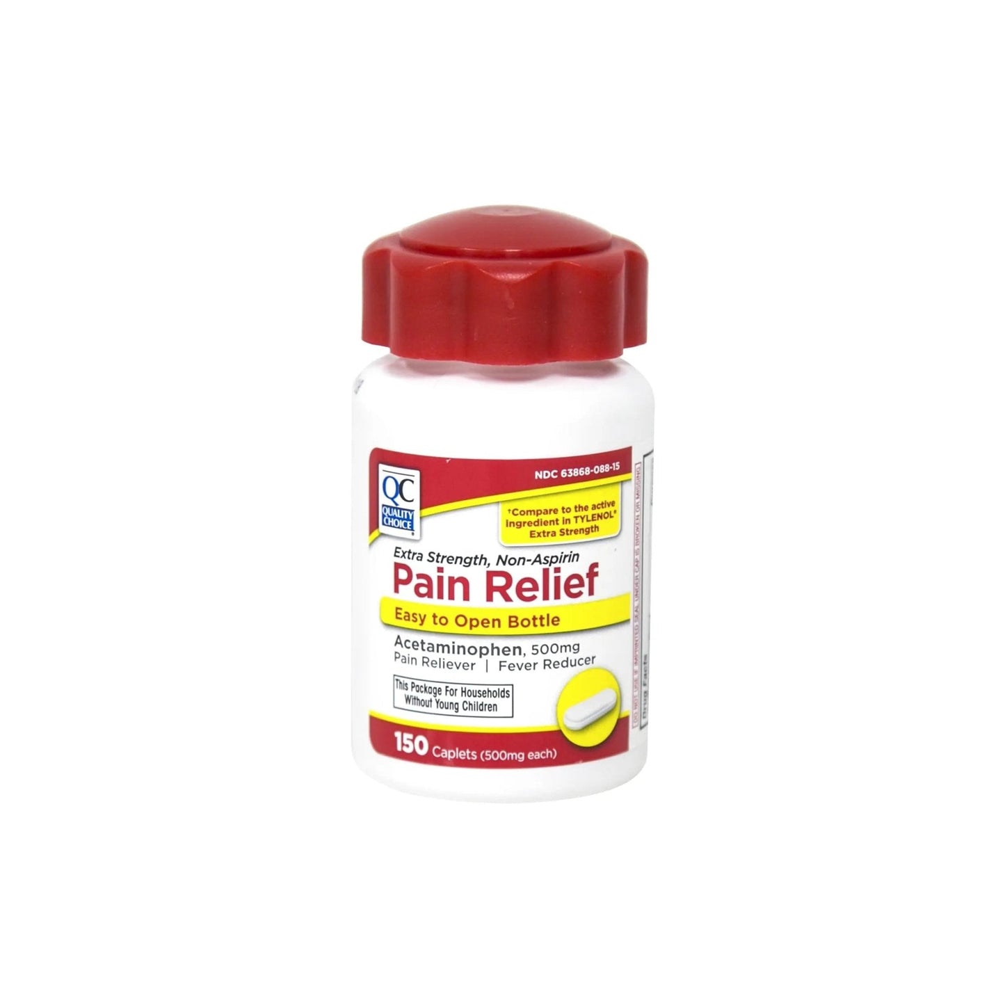 Quality Choice Easy Open Extra Strength Pain Relief, Acetaminophen 500mg Extra Strength, Pain Reliever and Fever Reducer for Headache, Backache, Toothache and Muscle Aches, 150 Count Bottle. - Maple Wellness Supplements