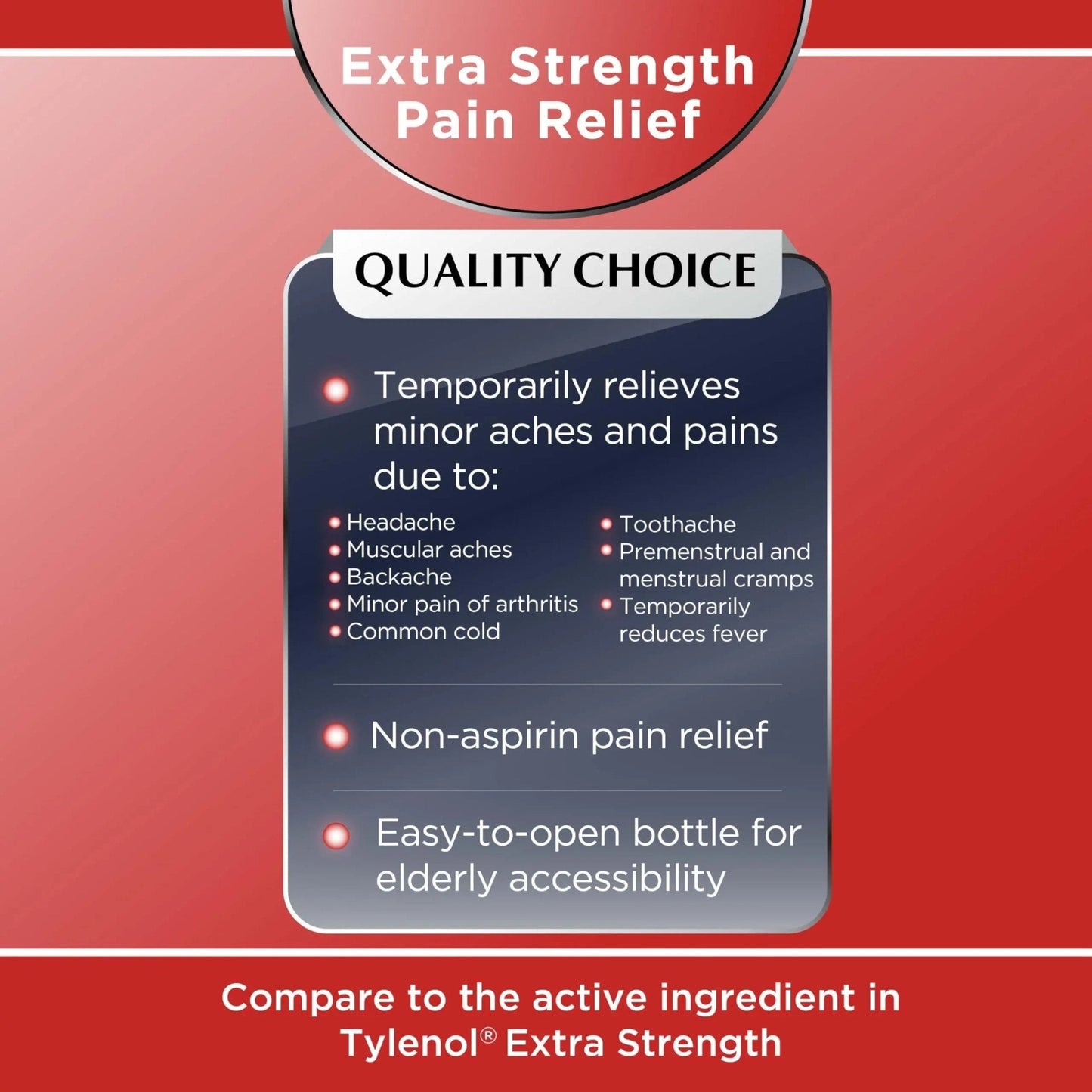 Quality Choice Easy Open Extra Strength Pain Relief, Acetaminophen 500mg Extra Strength, Pain Reliever and Fever Reducer for Headache, Backache, Toothache and Muscle Aches, 150 Count Bottle. - Maple Wellness Supplements