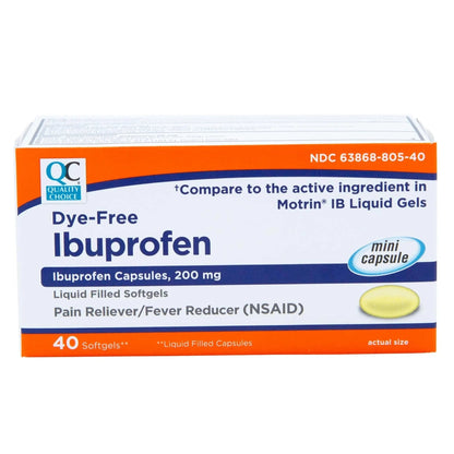 Quality Choice Ibuprofen 200 mg Liquid Gels 40 Count Easy to Swallow Pain Reliever and Fever Reducer for Headache Toothache Backache Menstrual Cramps Muscle Aches Minor and Pain - Maple Wellness Supplements